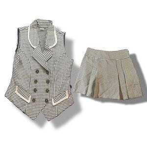 Checkered Vest and Skirt Set